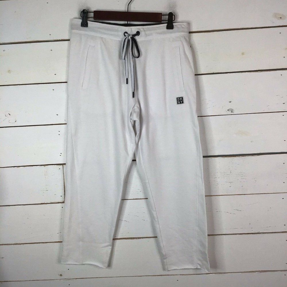 New DKNY Sport Drawstring Waist Sweatpants Activewear White Women's Small